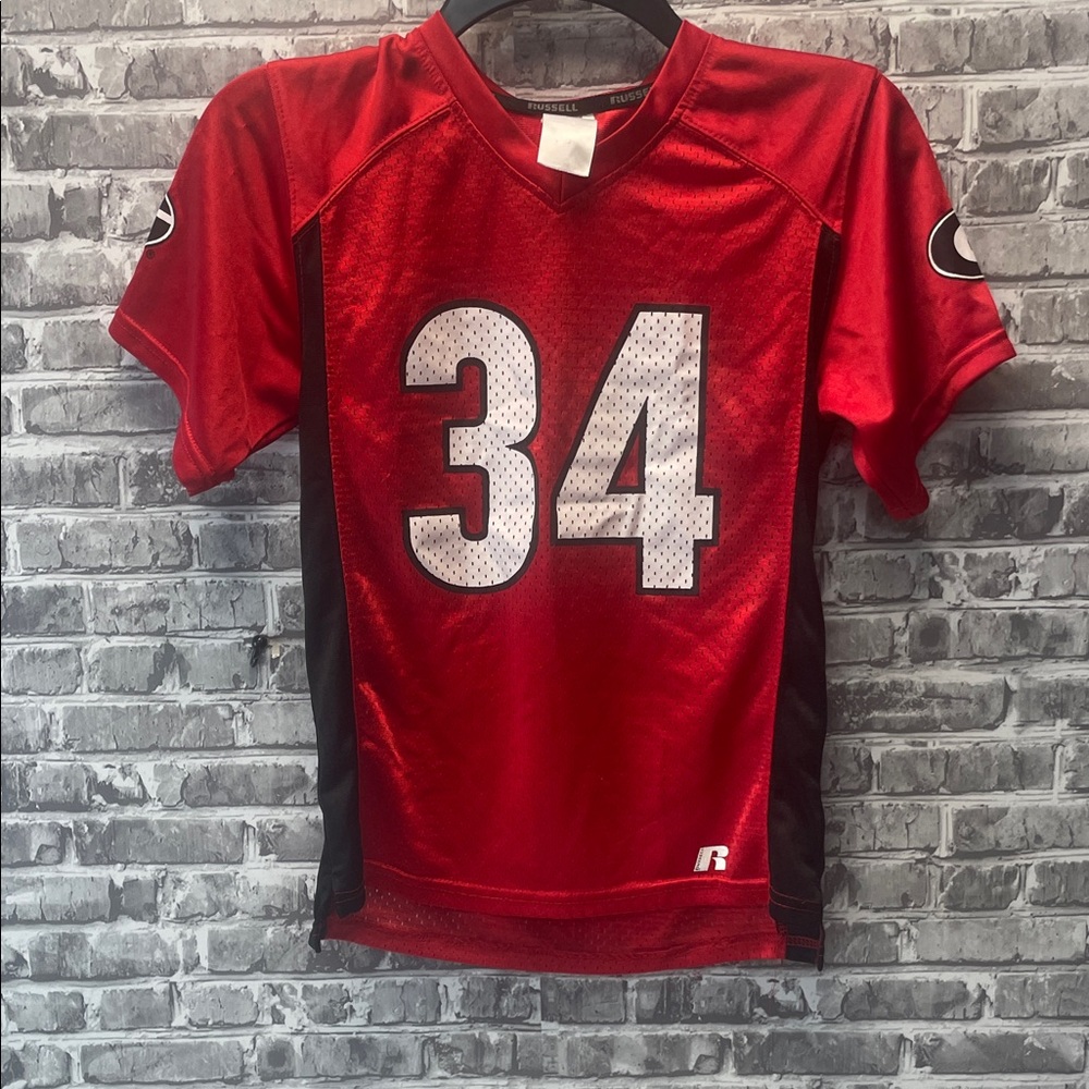 Georgia Bulldogs jersey 
Russell Athletic Red‎ and Black Boys Jersey